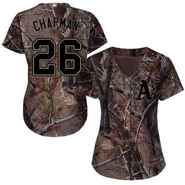 Oakland Athletics #26 Matt Chapman Camo Realtree Collection Cool Base Women's Stitched Baseball Jersey