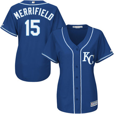 Royals #15 Whit Merrifield Royal Blue Alternate Women's Stitched Baseball Jersey