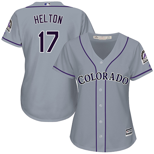 Rockies #17 Todd Helton Grey Road Women's Stitched Baseball Jersey