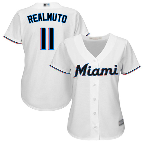 Marlins #11 JT Realmuto White Home Women's Stitched Baseball Jersey