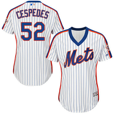 Mets #52 Yoenis Cespedes White(Blue Strip) Alternate Women's Stitched Baseball Jersey