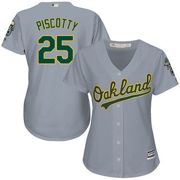 Athletics #25 Stephen Piscotty Grey Road Women's Stitched Baseball Jersey