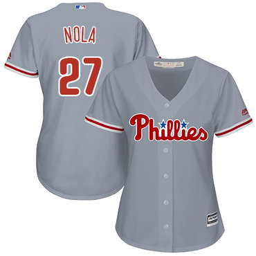 Phillies #27 Aaron Nola Grey Road Women's Stitched Baseball Jersey