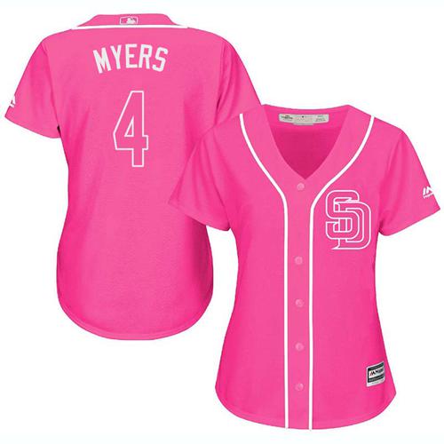 Padres #4 Wil Myers Pink Fashion Women's Stitched Baseball Jersey