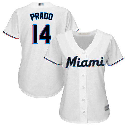 Marlins #14 Martin Prado White Home Women's Stitched Baseball Jersey