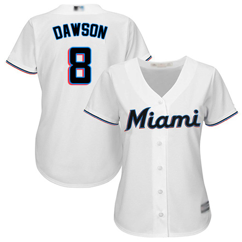 Marlins #8 Andre Dawson White Home Women's Stitched Baseball Jersey