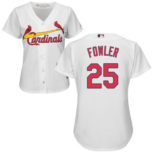 Cardinals #25 Dexter Fowler White Home Women's Stitched Baseball Jersey