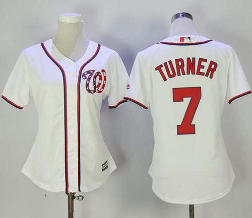 Nationals #7 Trea Turner White Home Women's Stitched Baseball Jersey