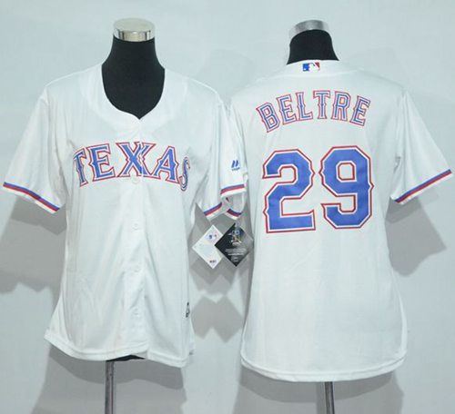 Rangers #29 Adrian Beltre White Women's Home Stitched Baseball Jersey