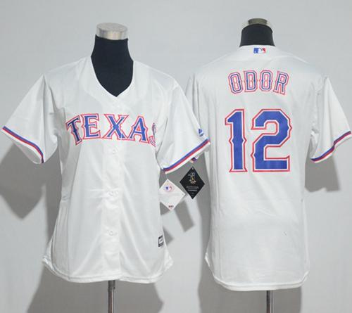 Rangers #12 Rougned Odor White Home Women's Stitched Baseball Jersey