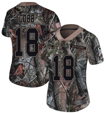 Cowboys #18 Randall Cobb Camo Women's Stitched Football Limited Rush Realtree Jersey