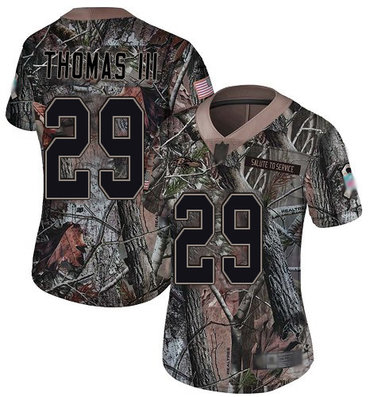 Ravens #29 Earl Thomas III Camo Women's Stitched Football Limited Rush Realtree Jersey