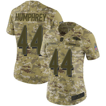 Ravens #44 Marlon Humphrey Camo Women's Stitched Football Limited 2018 Salute to Service Jersey