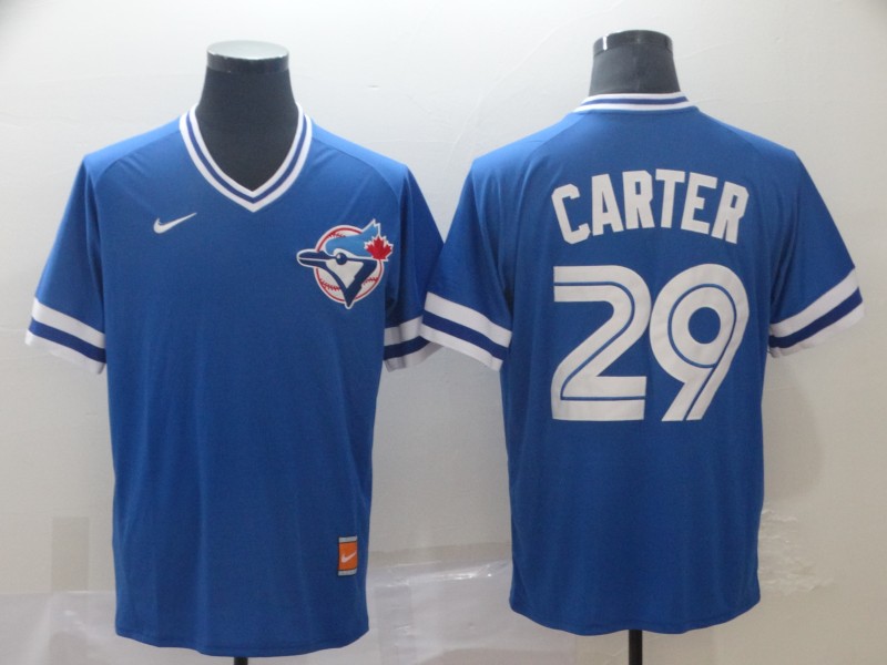 Men's Toronto Blue Jays 29 Joe Carter Royal Throwback Jersey