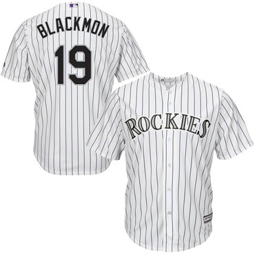 Men's Colorado Rockies 19 Charlie Blackmon White Cool Base Jersey