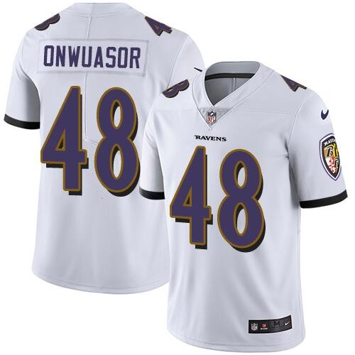 Nike Baltimore Ravens 48 Patrick Onwuasor White Vapor Untouchable Limited Jersey