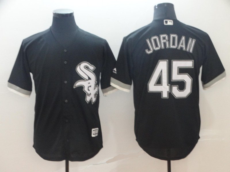 Men's Chicago White Sox 45 Michael Jordan Black Cool Base Jersey