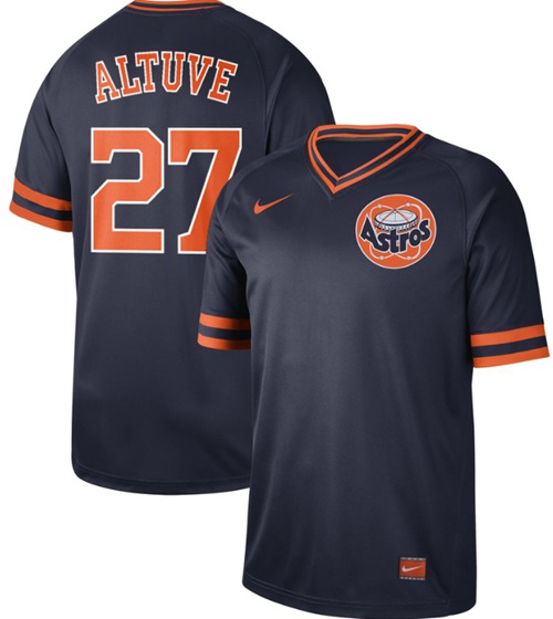 Astros #27 Jose Altuve Navy Authentic Cooperstown Collection Stitched Baseball Jersey