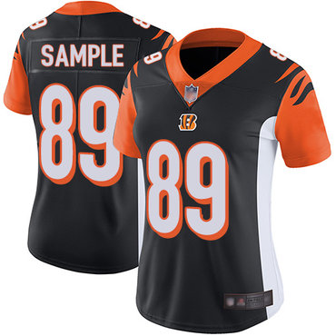 Bengals #89 Drew Sample Black Team Color Women's Stitched Football Vapor Untouchable Limited Jersey