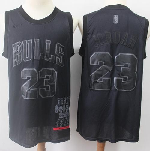 Bulls #23 Michael Jordan Black Basketball MVP Swingman Jersey