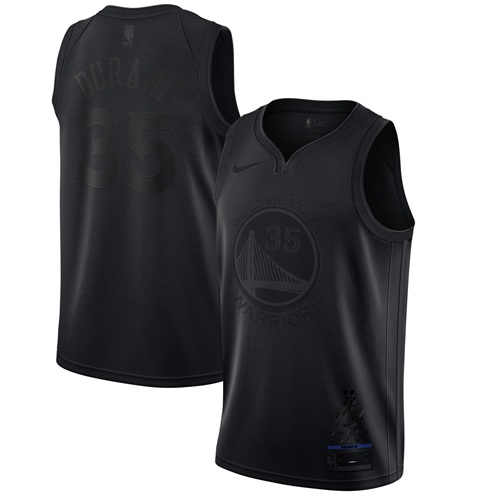 Warriors #35 Kevin Durant Black Basketball MVP Swingman Jersey