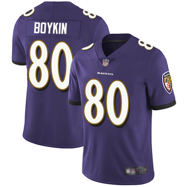 Ravens #80 Miles Boykin Purple Team Color Men's Stitched Football Vapor Untouchable Limited Jersey