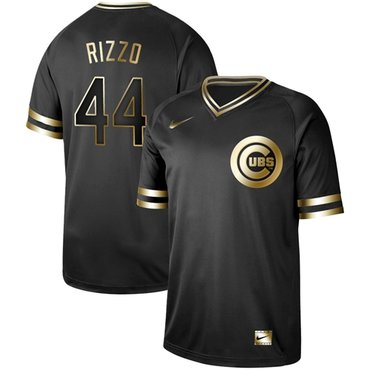 Cubs #44 Anthony Rizzo Black Gold Authentic Stitched Baseball Jersey