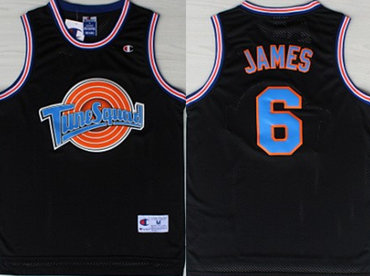 Tune Squad 6 James Black Stitched Movie Basketball Jersey