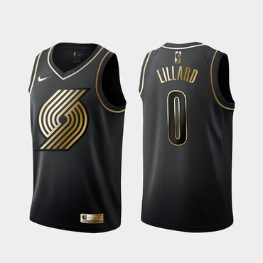 Blazers 0 Damian Lillard Black Golden Edition Nike Swingman Jersey