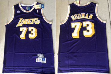 Lakers 73 Dennis Rodman Purple Hardwood Classics Jersey