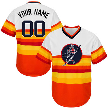 Astros Orange Men's Customized Throwback New Design Jersey