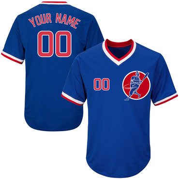 Cubs Blue Men's Customized Throwback New Design Jersey