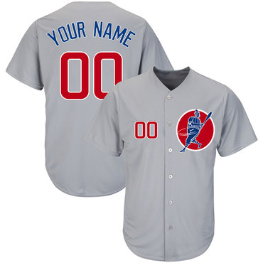 Cubs Gray Men's Customized Cool Base New Design Jersey