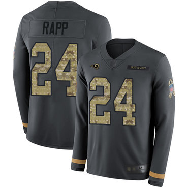 Rams #24 Taylor Rapp Anthracite Salute to Service Men's Stitched Football Limited Therma Long Sleeve Jersey