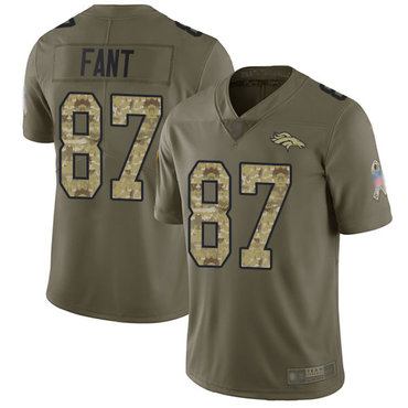 Broncos #87 Noah Fant Olive Camo Men's Stitched Football Limited 2017 Salute To Service Jersey