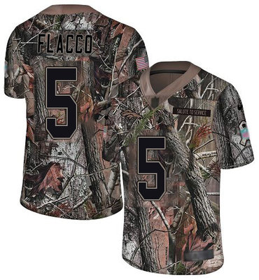 Broncos #5 Joe Flacco Camo Youth Stitched Football Limited Rush Realtree Jersey