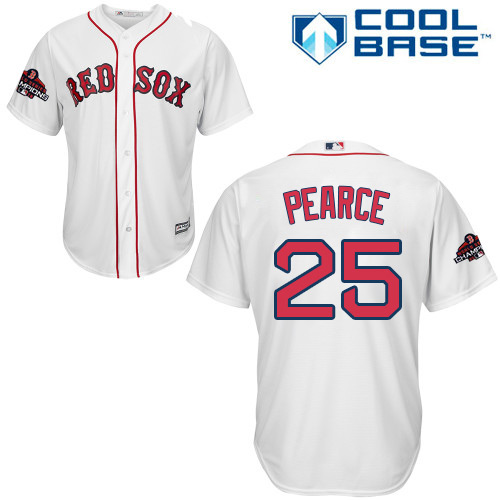 Red Sox #25 Steve Pearce White Cool Base 2018 World Series Champions Stitched Youth Baseball Jersey