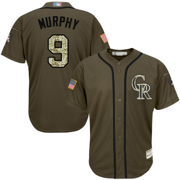 Rockies #9 Daniel Murphy Green Salute to Service Stitched Youth Baseball Jersey