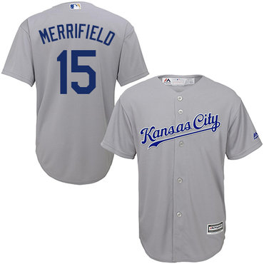 Royals #15 Whit Merrifield Grey Cool Base Stitched Youth Baseball Jersey