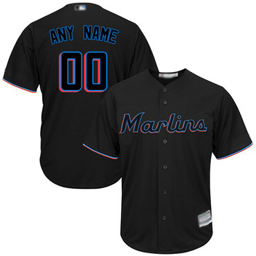 Youth Customized Replica Jersey Black Baseball Alternate Miami Marlins Cool Base