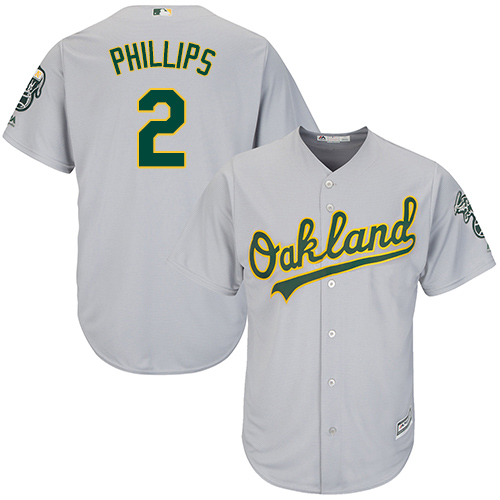 Athletics #2 Tony Phillips Grey Cool Base Stitched Youth Baseball Jersey