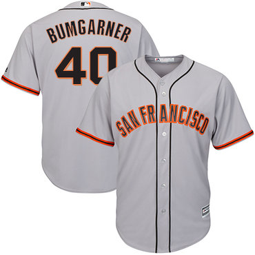 Giants #40 Madison Bumgarner Grey Road Cool Base Stitched Youth Baseball Jersey