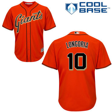 Giants #10 Evan Longoria Orange Alternate Cool Base Stitched Youth Baseball Jersey