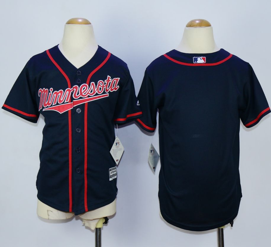 Twins Blank Navy Blue Cool Base Stitched Youth Baseball Jersey