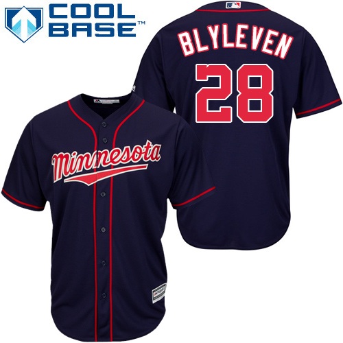 Twins #28 Bert Blyleven Navy blue Cool Base Stitched Youth Baseball Jersey