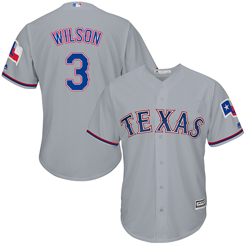 Rangers #3 Russell Wilson Grey Cool Base Stitched Youth Baseball Jersey