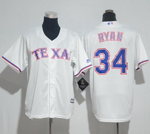 Rangers #34 Nolan Ryan White Cool Base Stitched Youth Baseball Jersey