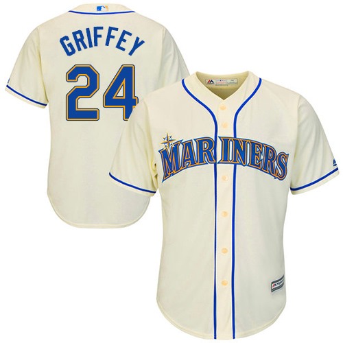 Mariners #24 Ken Griffey Cream Cool Base Stitched Youth Baseball Jersey