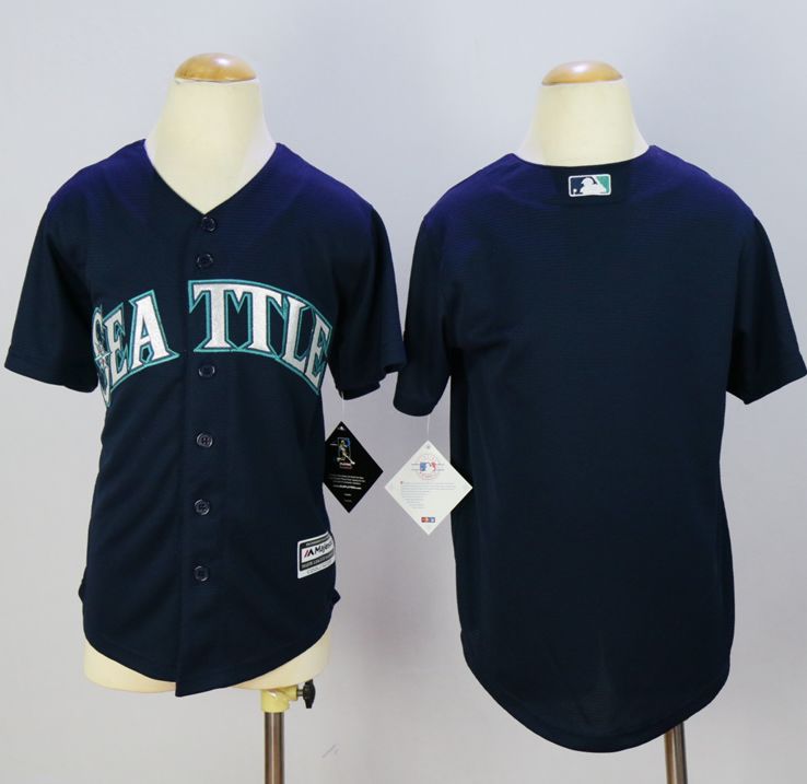 Mariners Blank Navy Blue Cool Base Stitched Youth Baseball Jersey