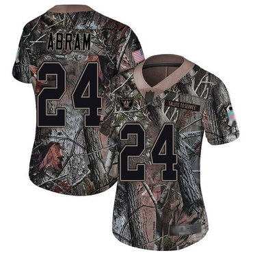 Raiders #24 Johnathan Abram Camo Women's Stitched Football Limited Rush Realtree Jersey